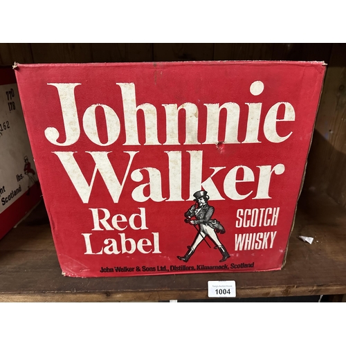 1004 - 1970's unopened case of Red Label Johnnie Walker Scotch Whiskey 12 unopened bottles in the case