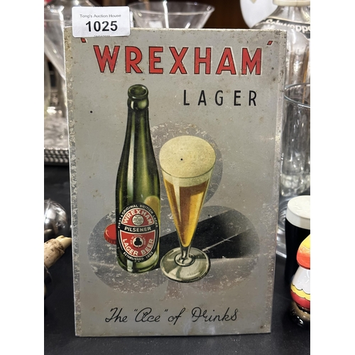 1025 - Vintage metal retro metal Wrexham lager advertising stand 'The ace of drinks'