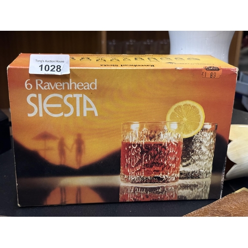 1028 - Vintage Retro boxed set never used Ravenhead Siesta whiskey tumblers