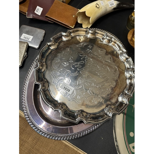 1039 - Collection of  plated trays and DryBoughs Heavy ash tray