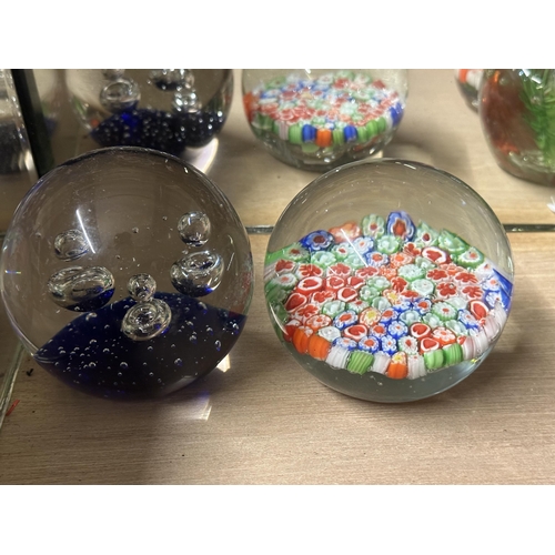 1049 - Collection of 6 glass paperweights including Millieflori glass