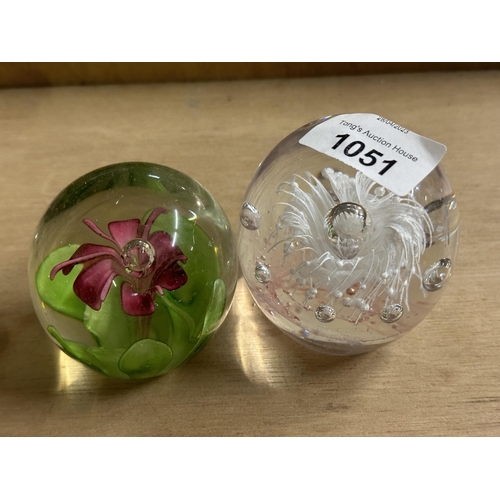 1051 - Collection of 6 Glass paperweights including Miliefiori