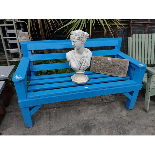 13 - Solid wooden outdoor bench painted Blue 52