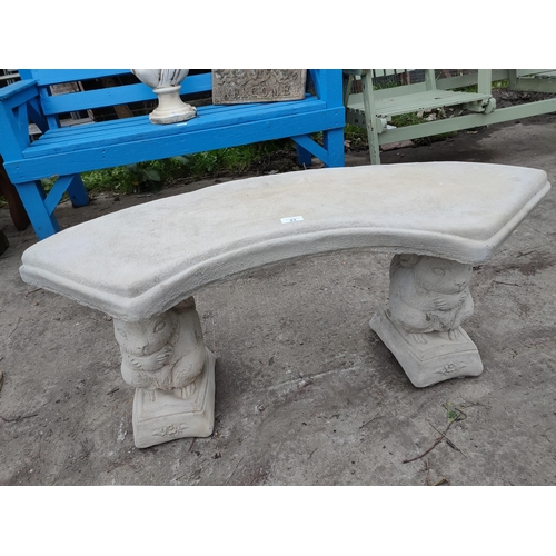 23 - Large concrete curved outfoor bench on Squirrel plinths 40