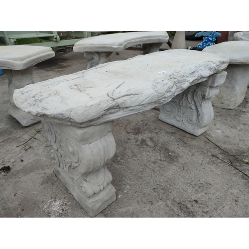25 - Concrete gargen bench on decorative plinths 40