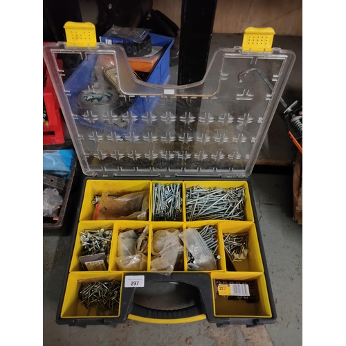 297 - box full of different size screws, wall plugs etc