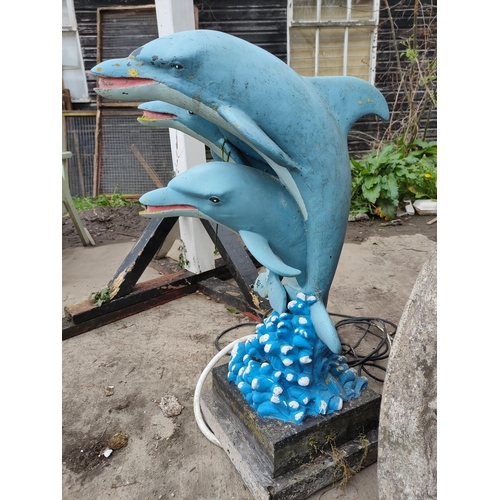 30 - Beautiful dolphin water feature On concrete base with pump and electrics 32