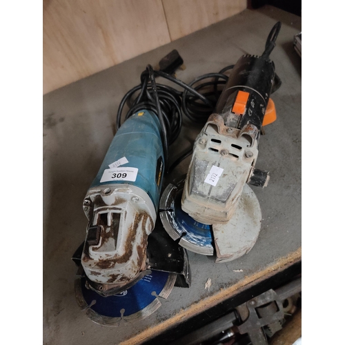 309 - TWO CORDED 240 VOLT  GRINDERS  DISC CUTTERS WORKING ORDER