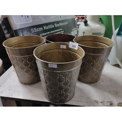 320 - FOUR  TIN PLANT POTS 6