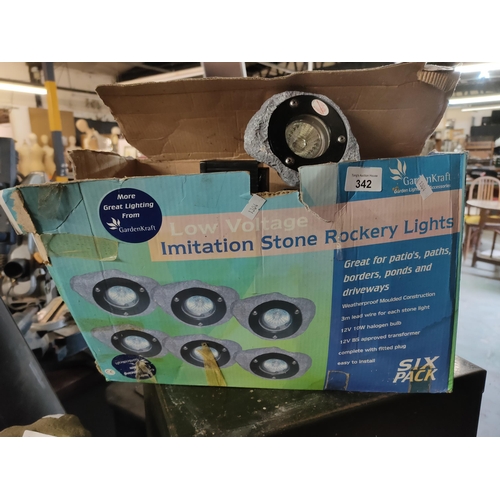 342 - LOW VOLTAGE IMITATION STONE ROCKERY LIGHTS SIX PACK