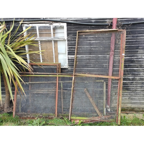 7 - Large lot of chicken wire fencing framed with wood various sizes