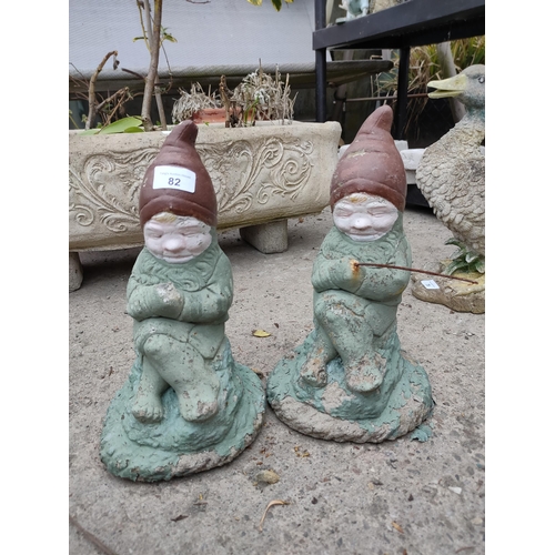 82 - 2 x stone garden Gnomes