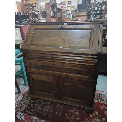 1383 - Beautifully made solid wooden bureau book case with pull down for various compartments and drawers. ... 