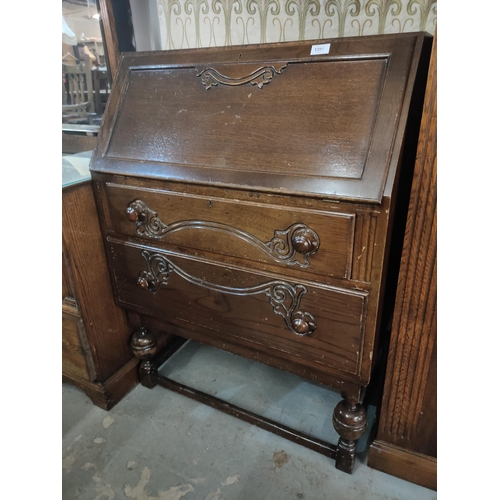 1391 - Vintage carved bureau with pull down lid.