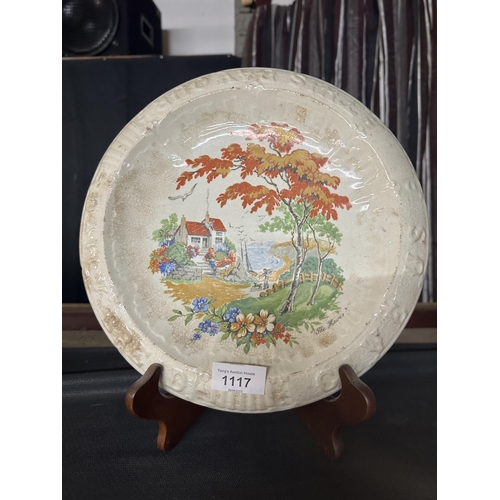 1117 - Antique serving plate,' Give us this day our daily bread'