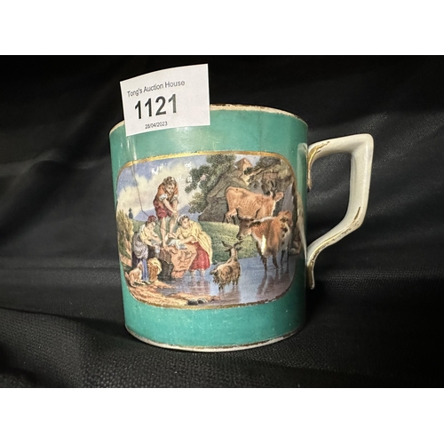 1121 - Victorian Pratt ware cup hairline crack