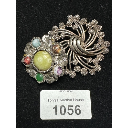 1056 - Nataly vintage brooch and mixed stone brooch