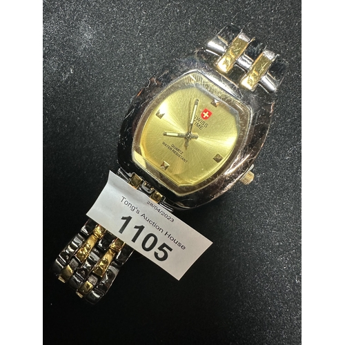 1105 - Swiss Time Champagne faced metal strap beautiful watch