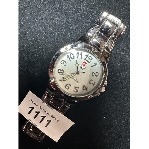 1111 - Swiss Time gents wrist watch with metal strap