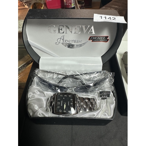 1142 - Boxed Brand new Geneva Avenue gift set watch and sunglasses