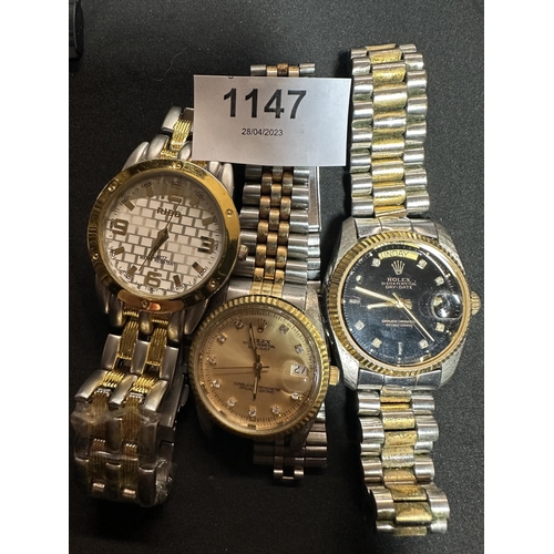 1147 - Collection of 3 gents dress watches