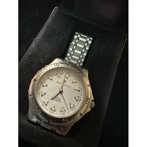 1160 - Pierre Cardin Wrist watch in case. Stainless steel strap
