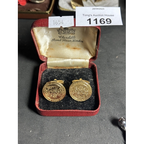 1169 - Sovereign style vintage retro cufflinks