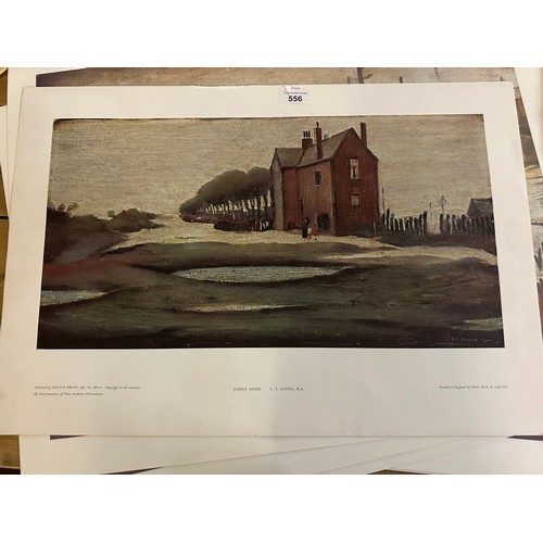 556 - Large collection of Lowry prints including one 'Lonely House' and the rest 'An Island'