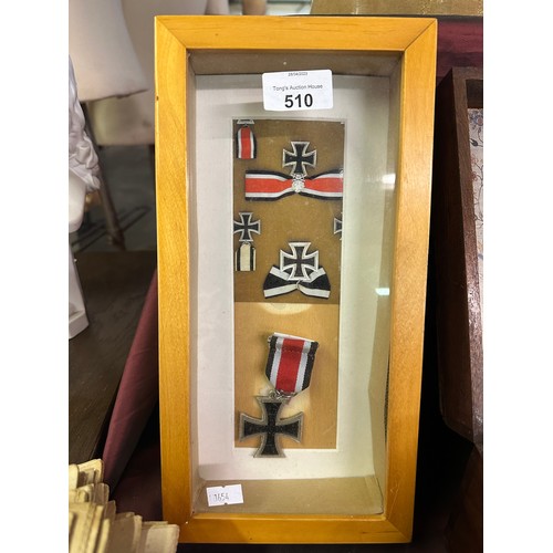 510 - Collection of replica German Iron Cross military medals in display box
