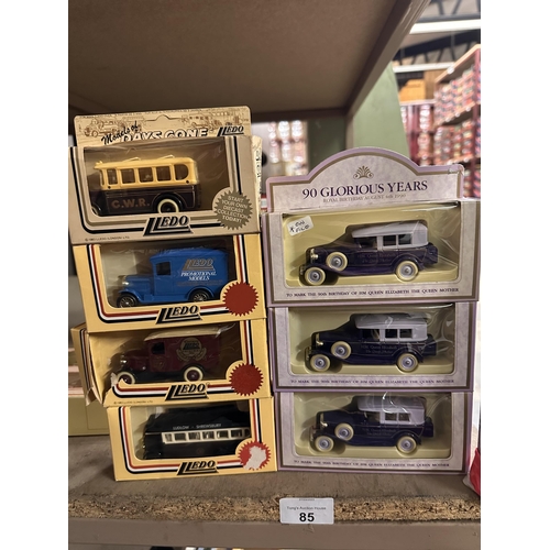 Collection of four die cast Lledo cars and buses including C.W.R, Lledo