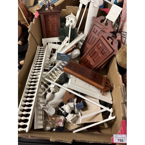 Collection of Dolls House parts including doors, bannisters, railings etc