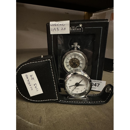 The heritage collection pocket watch in box and quartz pocket watch in case. Both in working order