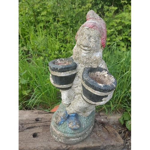 27 - Cheerful garden gnome carrying buckets