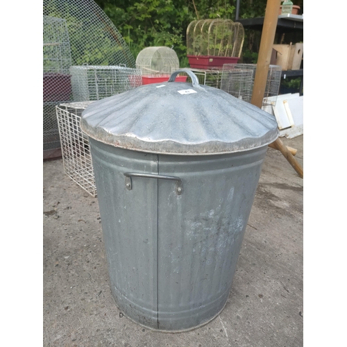 43 - twin handle lidden galvanised bin with lid