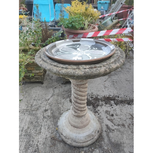 8 - Beautiful old stone bird bath with a lovely pottery dish