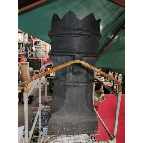 371 - LARGE BLACK VICTORIAN CHIMINEY STYLE PLASTIC PLANTER