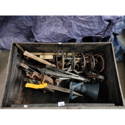 396 - LARGE METAL BOX WITH TOOLS AND MORE