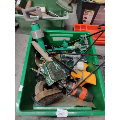 350 - JOB LOT OF GARDEN TOOL ITEMS, ATTACHMENTS