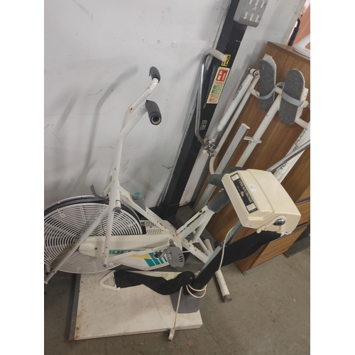 614 - Exercise bike, , auto massager and rowing machine.