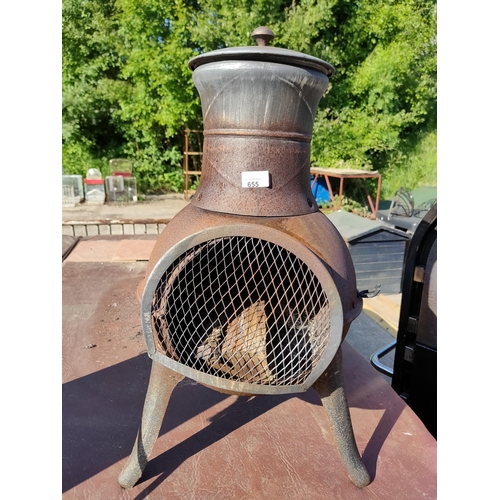 655 - Cast iron small chiminea burner