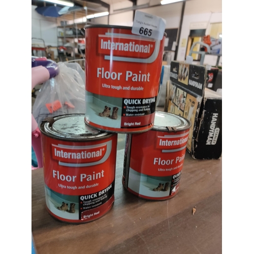 665 - BRIGHT RED FLOOR PAINT X3 TINS