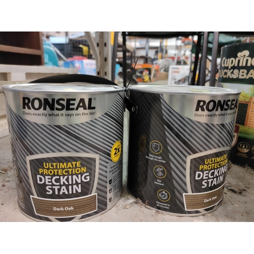 674 - NEW X2 TINS DARK OAK DECKING STAIN