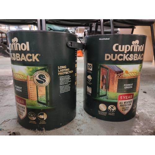 675 - NEW X2 TINS CUPRINOL DUCKBACK PAINT , FOREST GREEN