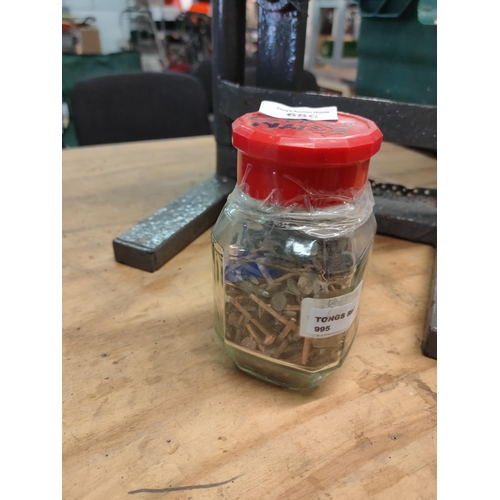 686 - JAR OF COPPER NAILS