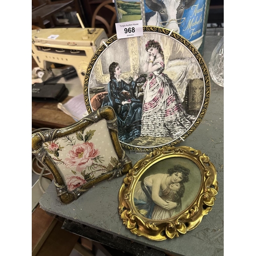 968 - Coalport Les Parisiennes Debutante collectors plate and two vintage style picture frames with pictur... 