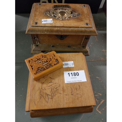 1180 - Collection of 2 wooden boxes one with brass handles