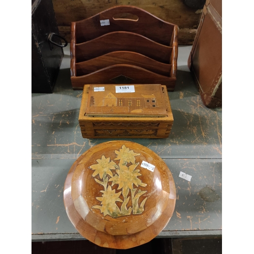 1181 - 3 beautiful wooden desk items