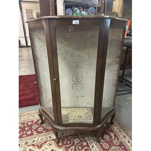 1920 - Vintage wood and glass drinks cabinet with key