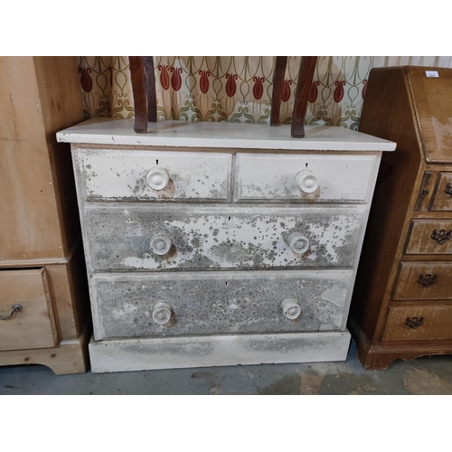 1654 - Great project.
Antique pine painted solid chest of drawers with original knobs.
Would look amazing s... 