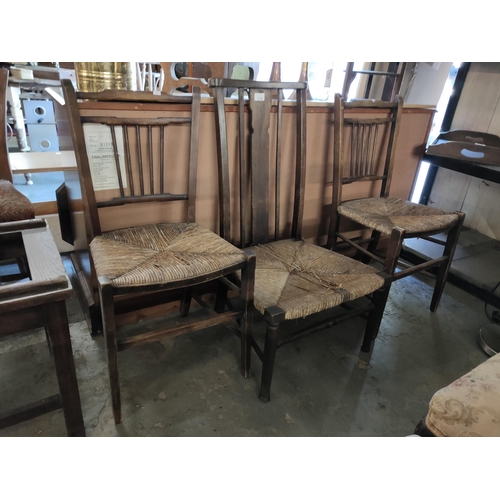 1730 - Set of 3 vintage dining chairs with woven seats